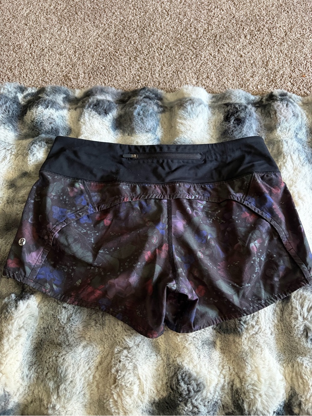 lululemon athletica Black Floral-Accent Athletic Shorts